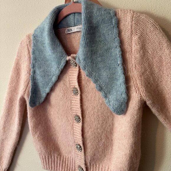 Zara Cardigan with Contrasting Collar - Picture 7 of 9